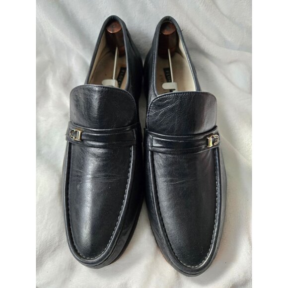 Florsheim Imperial Black 92179 Loafers 11 D With Gold Buckle and‎ Shoe Trees - Picture 1 of 8